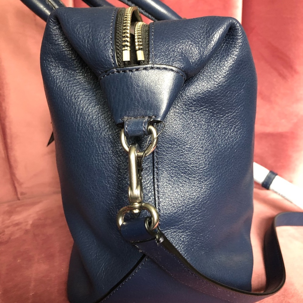 MBMJ navy leather with silver satchel - Picture 5 of 10